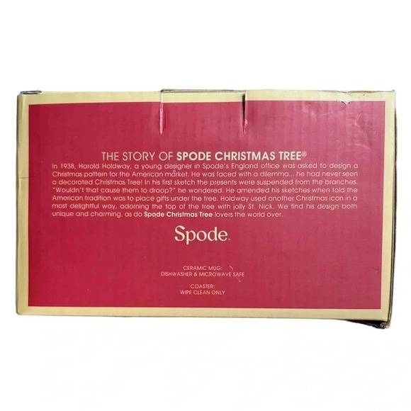 SPODE Christmas Tree 14 oz Mug & 4" Coaster Set Microwave/Freezer Safe NIB - Picture 2 of 6